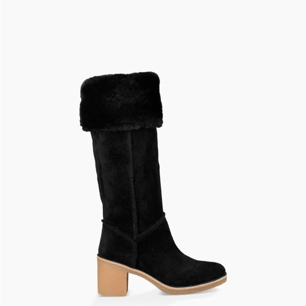 UGG Classic TALL Kasen Black Suede Knee High Boots Sheepskin US 10 EU 41 UK 8.5